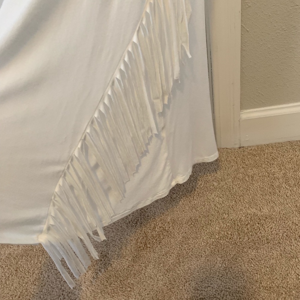 Cream, fringe tank top